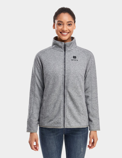 Women's Heated Full-Zip Fleece Jacket - Flecking Grey
