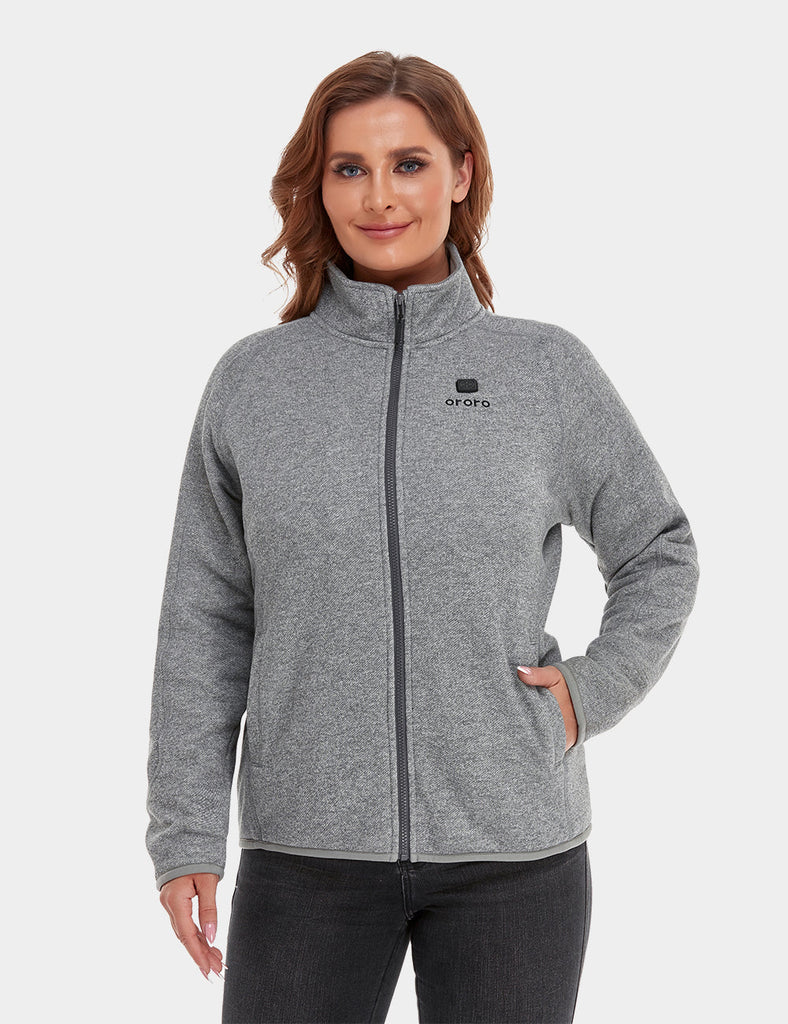 (Open-box) Women's Heated Full-Zip Fleece Jacket - Flecking Grey