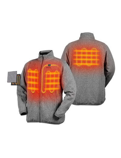 (Open-box) Men's Heated Full-Zip Fleece Jacket - Grey